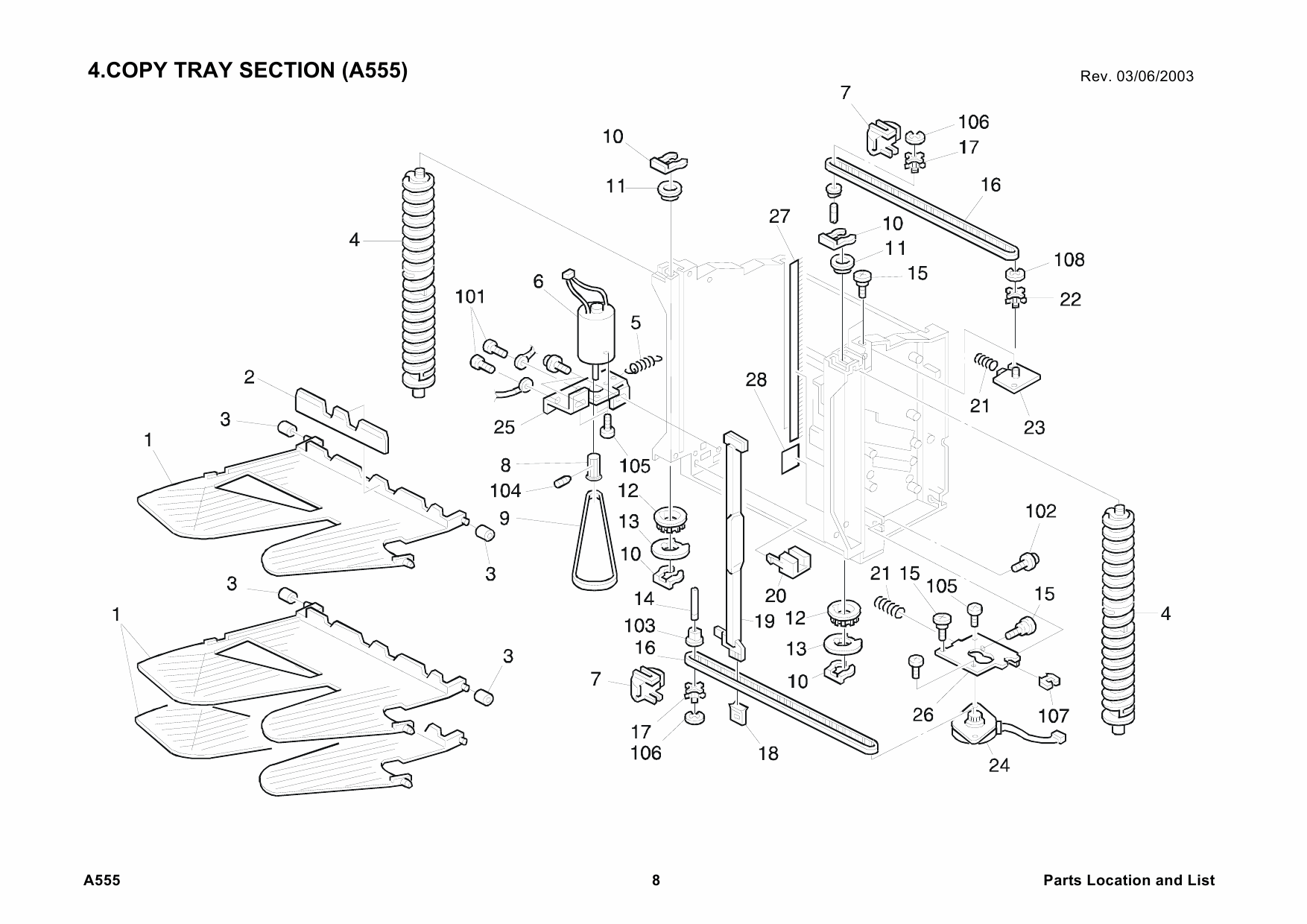 RICOH Options A555 10-BIN-SORTER-STAPLER Parts Catalog PDF download-5